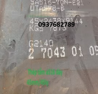 Thép tấm chịu nhiệt A516 Gr.70 dày 45mm/45ly Hàn Quốc cắt quy cách Thép tấm chịu nhiệt A516 Gr.70 dày 45mm/45ly Hàn Quốc cắt quy cách